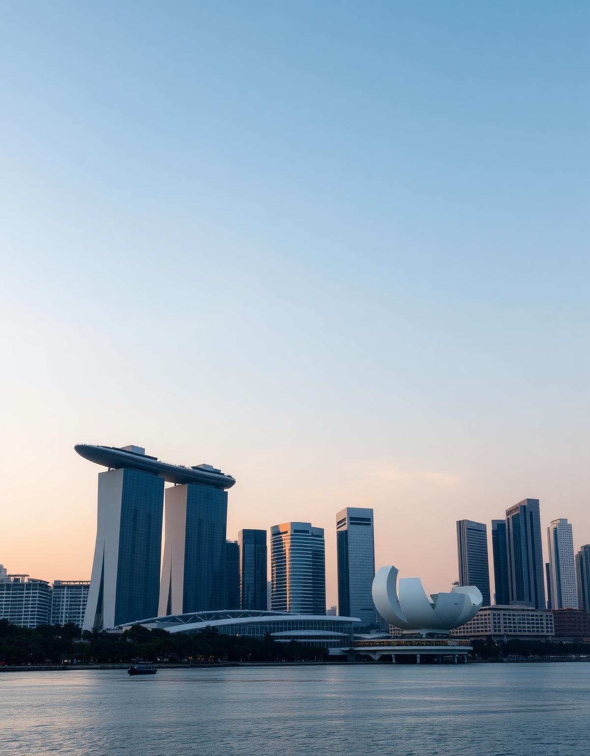 Singapore Marina Bay business district at blue hour